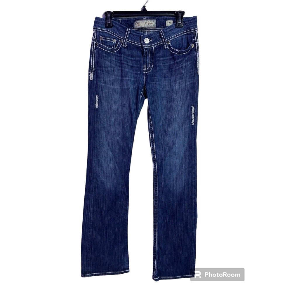 BKE Jeans Womens 27L Blue Payton Boot Cut Low Rise Western Stitch Denim